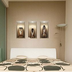 Sada 3 samolepek s 3D efektem Ambiance Wooden Vases