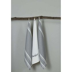 Sada 3 šedo-bílých kuchyňských utěrek My Home Plus Breakfast, 50 x 70 cm