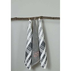 Sada 3 šedo-bílých kuchyňských utěrek My Home Plus Flowers, 50 x 70 cm