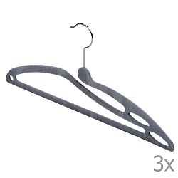 Sada 3 šedých věšáků na košile Domopak Velvet Hangers