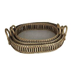 Sada 3 servírovacích podnosů z koboo ratanu HSM collection Ropey