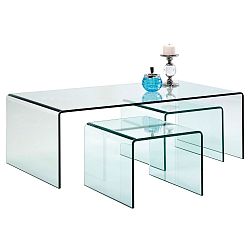 Sada 3 skleněných konferenčních stolků Kare Design Clear Club