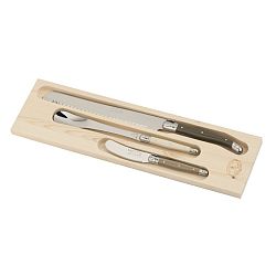 Sada 3 snídaňových příborů v dřevěném balení  Jean Dubost Linen Mix