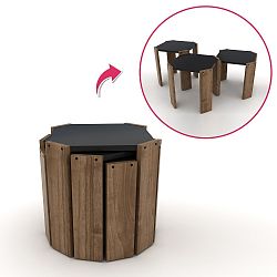 Sada 3 stohovatelných odkládacích stolků v dekoru ořechového dřeva Rafevi Hansel