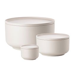 Sada 3 světle šedých servírovacích misek s víkem Zone Peili