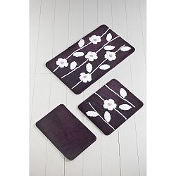 Sada 3 tmavě fialových koupelnových předložek Talia