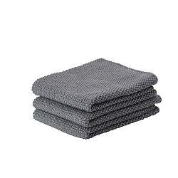 Sada 3 tmavě šedých bavlněných kuchyňských utěrek Zone Prado, 27 x 27 cm