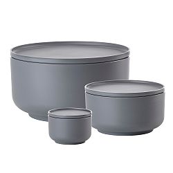 Sada 3 tmavě šedých servírovacích misek s víkem Zone Peili