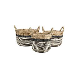 Sada 3 úložných košíků HSM collection Raffia Natural Gris