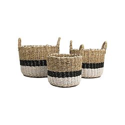Sada 3 úložných košíků HSM collection Raffia Natural White Duro