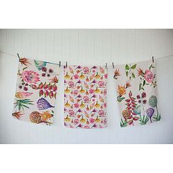 Sada 3 utěrek s příměsí bavlny Madre Selva Flores Salvajes