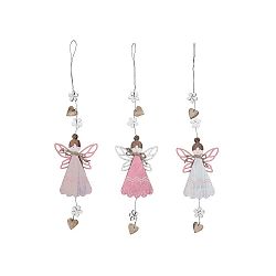 Sada 3 velkých růžových závěsných dekorací s motivem andílků Ego Dekor, 11 x 46 cm