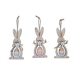 Sada 3 závěsných dřevěných dekorací ve tvaru zajíčků Ego Dekor, 7 x 14,5 cm