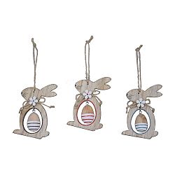 Sada 3 závěsných dřevěných dekorací ve tvaru zajíčků Ego Dekor, 8 x 11 cm