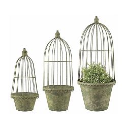 Sada 3 zelených kovových květináčů s poklopem Esschert Design
