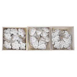 Sada 30 bílých závěsných dekorací s motivem srdce Ego Dekor, 10 x 3 cm