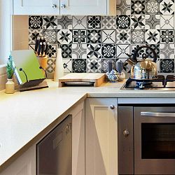 Sada 30 nástěnných samolepek Ambiance Wall Stickers Cement Tiles Azulejos Rocito, 15 x 15 cm