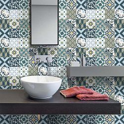 Sada 30 nástěnných samolepek Ambiance Wall Stickers Cement Tiles Azulejos Vicenzo, 10 x 10 cm