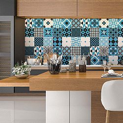 Sada 30 samolepek na stěnu Ambiance Azulejos Talia, 15 x 15 cm