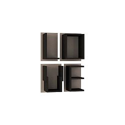 Sada 4 antracitových nástěnných polic Homitis Love