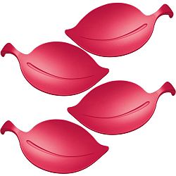 Sada 4 červených silikonových víček na sklenice Koziol Leaf