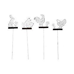 Sada 4 dřevěných zápichů s motivem jara Ego Dekor, délka 51 cm