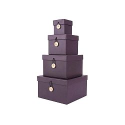 Sada 4 fialových úložných boxů s víkem PT LIVING Uniform
