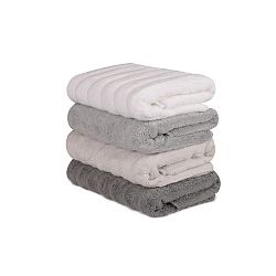 Sada 4 hnědo-bílých bavlněných ručníků Sofia, 50 x 90 cm