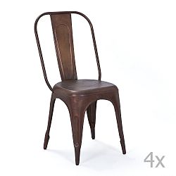Sada 4 hnědých kovových jídelních židlí Interlink Aix