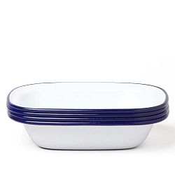 Sada 4 modro-bílých smaltovaných forem na koláč Falcon Enamelware