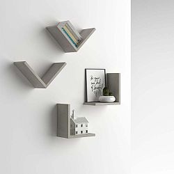 Sada 4 nástěnných poliček v dekoru betonu MobiliFiver MenaciV