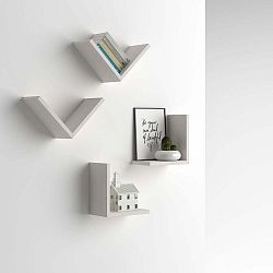 Sada 4 nástěnných poliček v dekoru světlého jasanového  dřeva MobiliFiver MenaciV