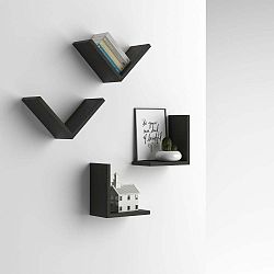 Sada 4 nástěnných poliček v dekoru tmavého jasanového dřeva MobiliFiver MenaciV