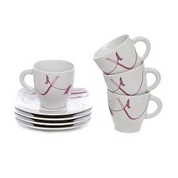 Sada 4 porcelánových hrnků na čaj s podšálky Kasanova Leila Lilac