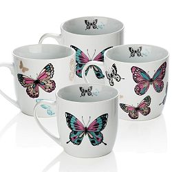 Sada 4 porcelánových hrnků Sabichi Mariposa, 350 ml