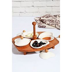 Sada 4 porcelánových mističek s víčkem a bambusovým stojanem Kosova Daniela