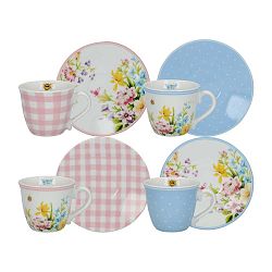 Sada 4 porcelánových šálků na espresso a podšálků Creative Tops English Garden, 100 ml