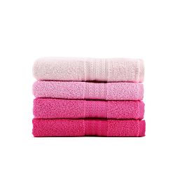Sada 4 růžových bavlněných ručníků Rainbow, 50 x 90 cm