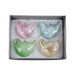 Sada 4 skleněných závěsných ozdob Ego Dekor Birdie With Feather