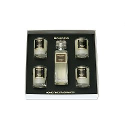 Sada 4 svíček a pokojového spreje s vůní lilií a rebarbory Bahoma London, 10 hodin hoření