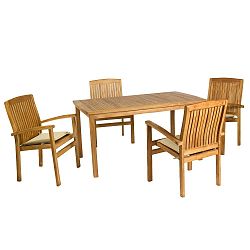 Sada 4 židlí a stolu z teakového dřeva Santiago Pons