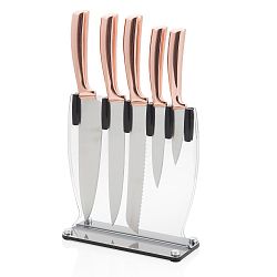 Sada 5 nožů z nerezové oceli se stojanem Brandani Rose Gold