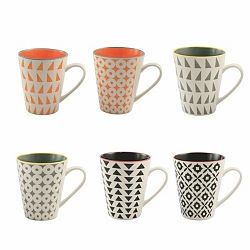 Sada 6 barevných hrnečků Villa d'Este Mantra, 384 ml