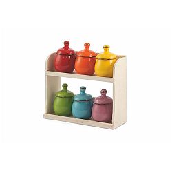 Sada 6 barevných kořenek z dolomitu v dřevěném stojanu Villa d´Este Baita