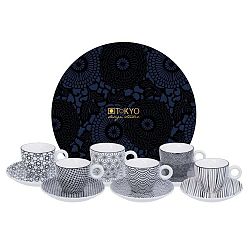 Sada 6 černo-bílých hrnků s podšálkem Tokyo Design Studio Nippon