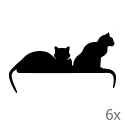 Sada 6 černých nástěnných samolepek LineArtistica Gatti, 10 x 20 cm