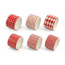 Sada 6 dekorativních vánočních kroužků na ubrousky Villa d'Este Legatovaglioli Blanco Rossso Moderno