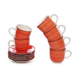 Sada 6 hrnků na čaj s podšálky z kameniny Kasanova Pomelo