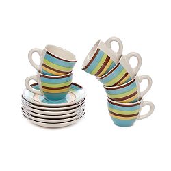 Sada 6 hrnků na kávu s podšálky z kameniny Kasanova Iris