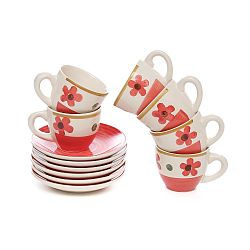 Sada 6 hrnků na kávu s podšálky z kameniny Kasanova Margo Blue